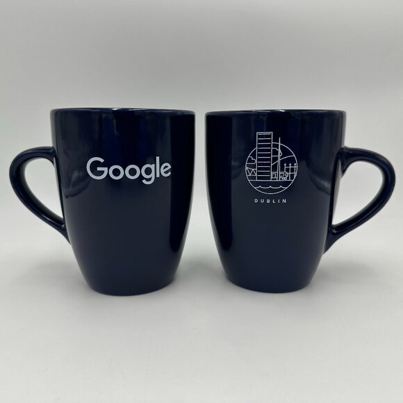 2 Google Dublin, Ireland Offices Employee 12 oz Coffee Mugs / Navy Blue - Picture 1 of 12